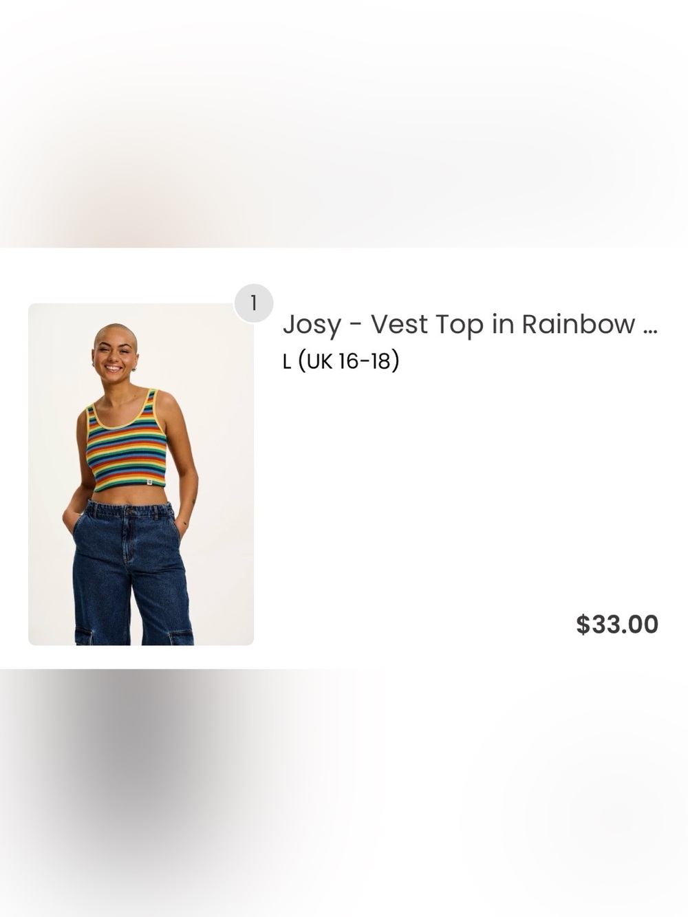 Lucy & Yak Rainbow Striped Ribbed Crop Top - Picture 4 of 4